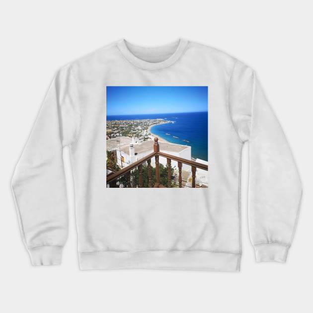 Balcony view of the Aegean Sea Crewneck Sweatshirt by GRKiT